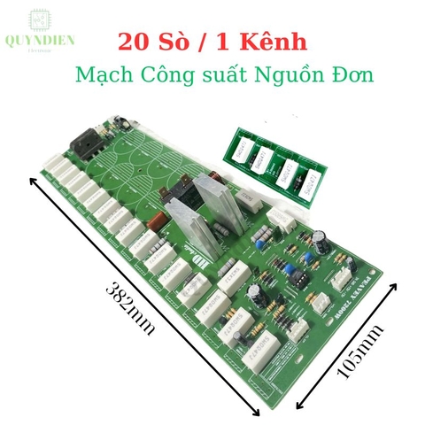Mạch công suất nguồn đơn 20 sò 1 kênh, phíp gỗ FR1