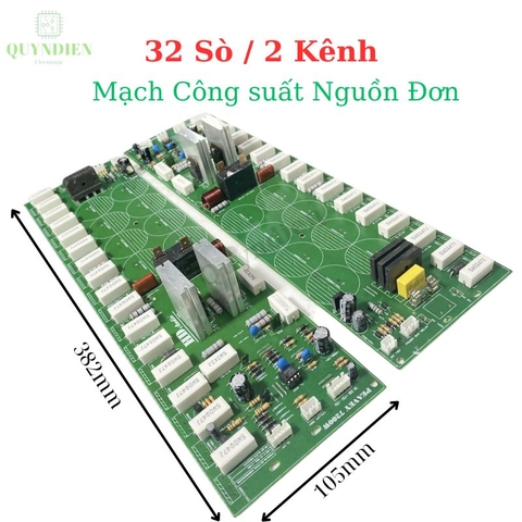 Mạch công suất nguồn đơn 32 sò 2 kênh, phíp gỗ FR1