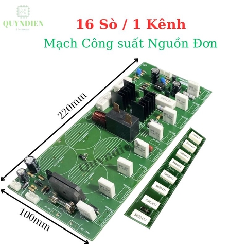 Mạch công suất nguồn đơn 16 sò, 1 kênh (phíp gỗ) 105VAC đến 130VAC