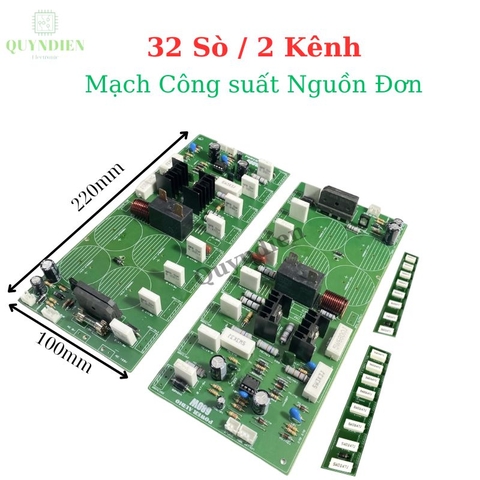 Mạch công suất nguồn đơn 32 sò, 2 kênh (phíp gỗ) 105VAC đến 130VAC