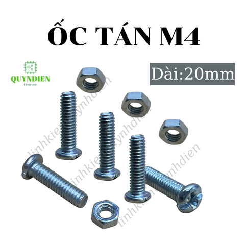 Ốc vít M4 dài 20 mm có kèm tán túi 100 con