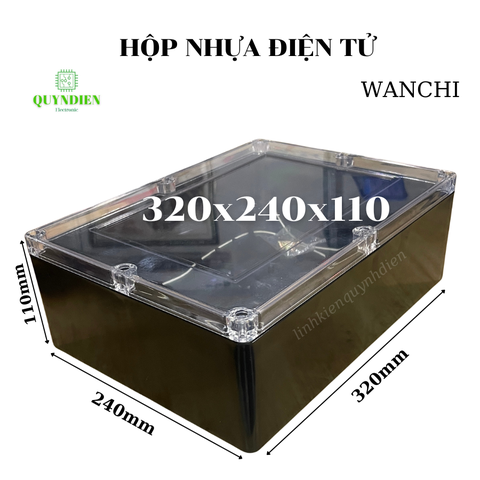 Hộp Nhựa ABS WANCHI 320x240x110mm Màu Đen Nắp Trong