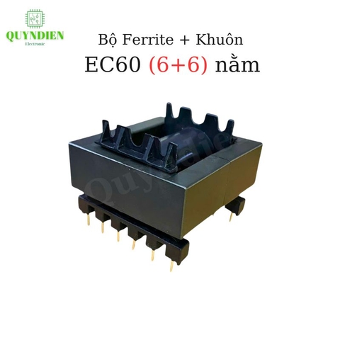 Lõi Biến áp xung EC60 Tròn Nằm (6+6) Đen/Trắng