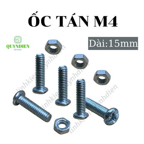 Ốc vít M4 dài 15 mm có kèm tán túi 100 con