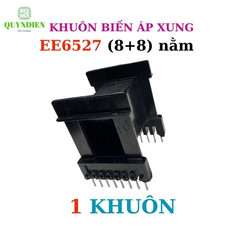Khuôn biến áp xung EE6527 Nằm Đen (8+8 chân)