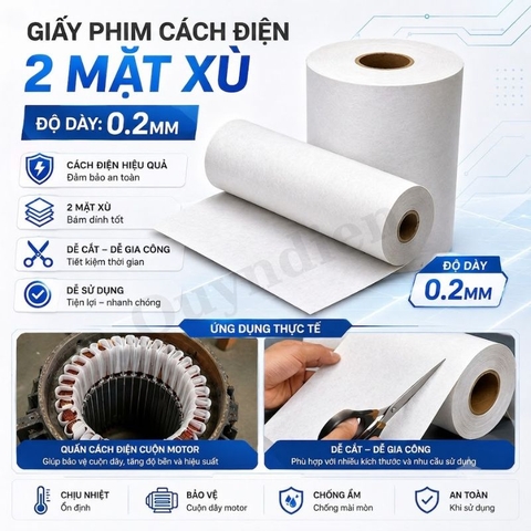 Giấy Phim Cách Điện Trắng 2 Mặt Xù Dày 0.2mm