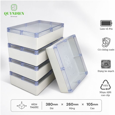 Hộp Nhựa ABS Chống nước WANCHI 380x260x120mm Màu Trắng Nắp Trong