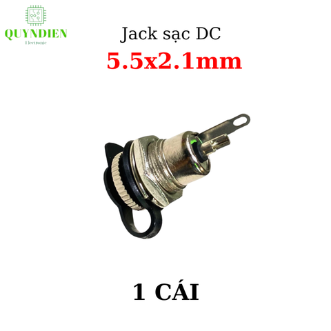 Jack Nguồn DC Cái 5.5x2.1mm Kim Loại Có Nắp Đậy Chống Nước