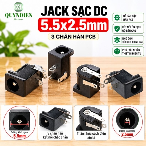 Jack Sạc DC 5.5x2.5mm loại cắm mạch