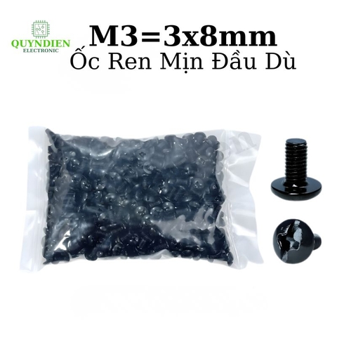 Ốc Vít Ren Mịn Đầu Dù M3x8mm - Túi 500 Con