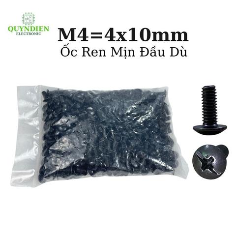 Ốc Vít Đầu Dù Ren Mịn M4x10mm Màu Đen - 1.000 Con