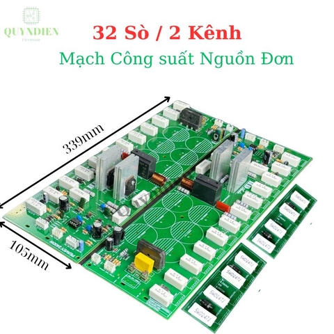Mạch công suất nguồn đơn 32 sò 2 kênh (phíp gỗ fr1) 105VAC đến 130VAC