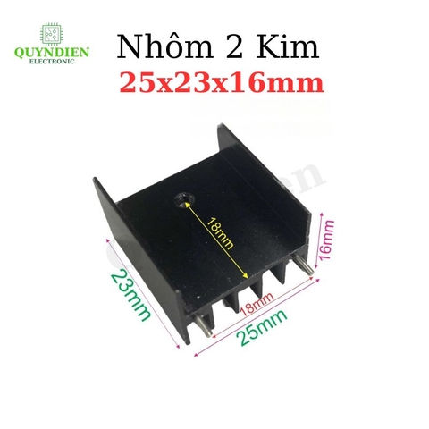 Nhôm tản nhiệt 2 kim 25x23x16mm cho transistor TO-220