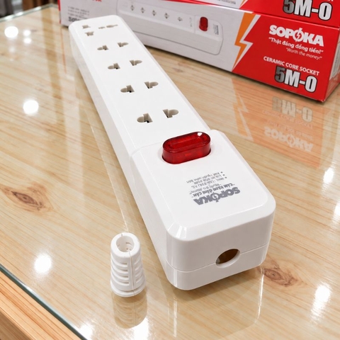 Ổ cắm lõi sứ chống cháy Con tắc 5 cửa 2200W