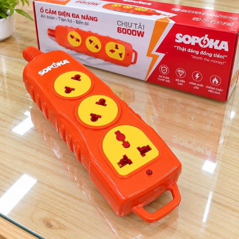 Ổ Cắm Siêu Tải 3 Lỗ Chéo 6000W