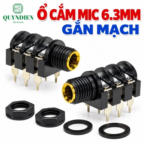 Ổ Mic cái Jack 6.3mm xi vàng cắm mạch