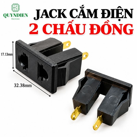 Ổ Jack Cắm AC 2 Lỗ gài Chấu Đồng