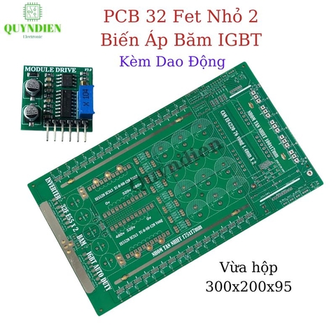 PCB bo mạch kích đ iện 32 fet nhỏ 2 biến áp E5520 đảo pha băm IGBT Auto Duty (Kèm dao động)