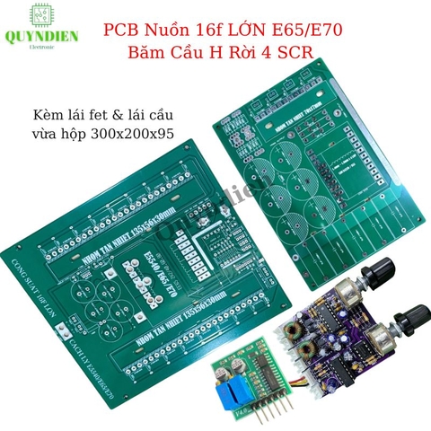 PCB mạch nguồn 16 fet lớn biến áp E65/E70 nằm kết hợp mạch băm Cầu H 4 SCR + lái fet + lái cầu H