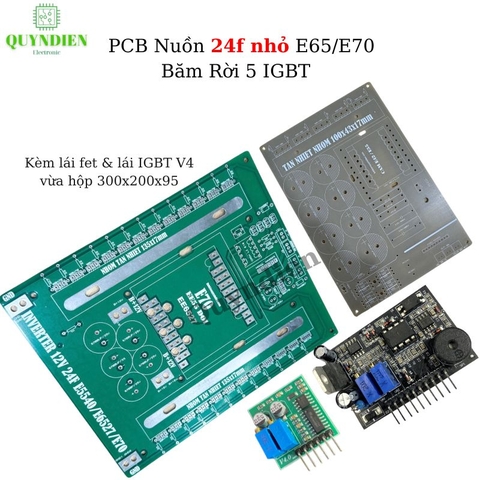 COMBO PCB Nguồn INVERTER 24 FET Nhỏ E65/E70 + Mạch Băm Rời 4 IGBT Auto Nguồn Nước | Lắp Vừa Hộp CNC 300x200x95mm
