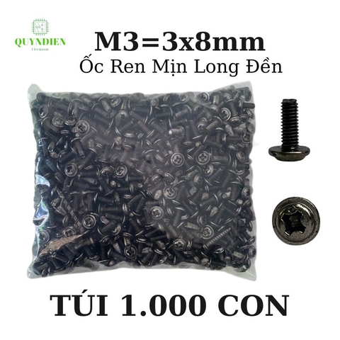 Ốc vít ren mịn M3x8mm đầu long đền dài 8mm - 1.000 Con