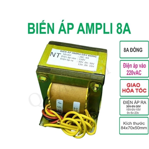 Biến áp cách ly tanpo Ampli 8A 30V đôi 100% Dây đồng (Cu)
