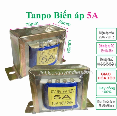 Biến áp cách ly 5A điện vào 220vAC điện ra 0v-24v