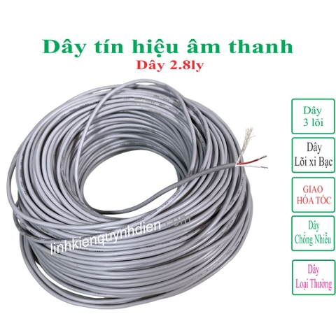 Dây tín hiệu âm thanh chống nhiễu 3 lõi loại thường, dây 2.8mm, giá 1 mét