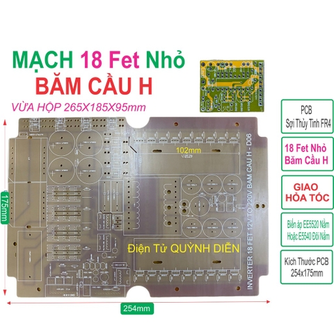 PCB bo mạch kích điện 18 fet cách li băm cầu H (sợi thủy tinh FR4) chưa kèm dao động