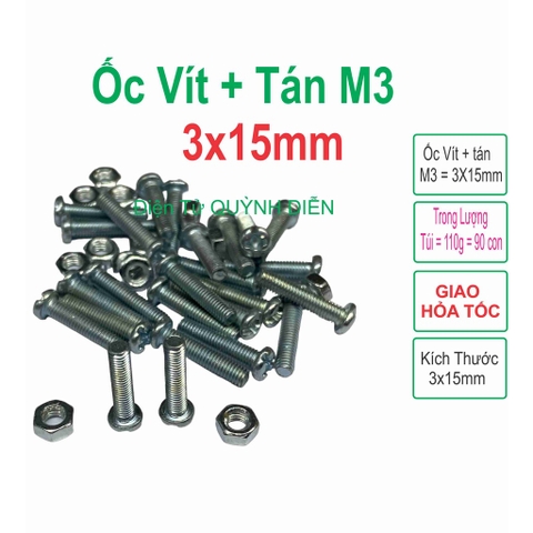Ốc vít tán M3 3ly dài 1.5cm ( túi 110g) khoảng 90-100 con