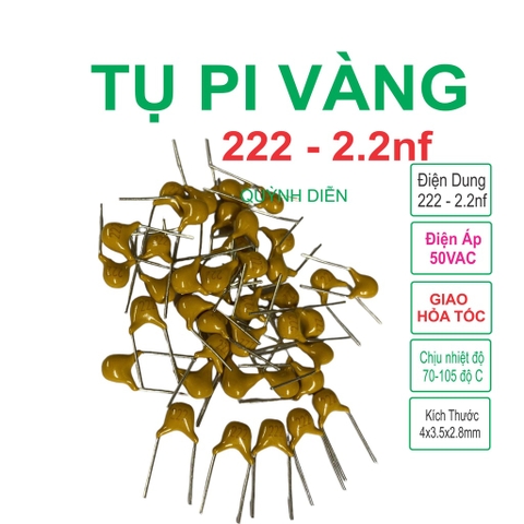 Combo 100 Tụ pi vàng 222 - 2.2nf - 50v