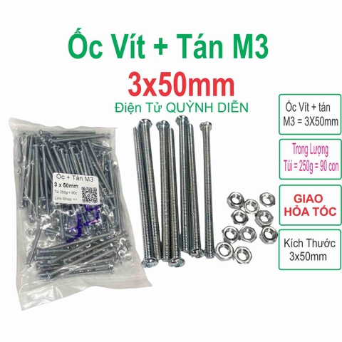 Ốc vít tán 3x50mm M3 - 3ly dài 5cm ( túi 250g ) 90 con