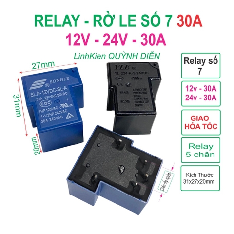 Relay rơ le 5 chân 12v-24v 30A đen - xanh