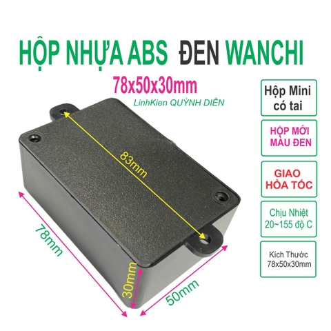 Hộp Nhựa ABS WANCHI 78x50x30mm Màu Đen