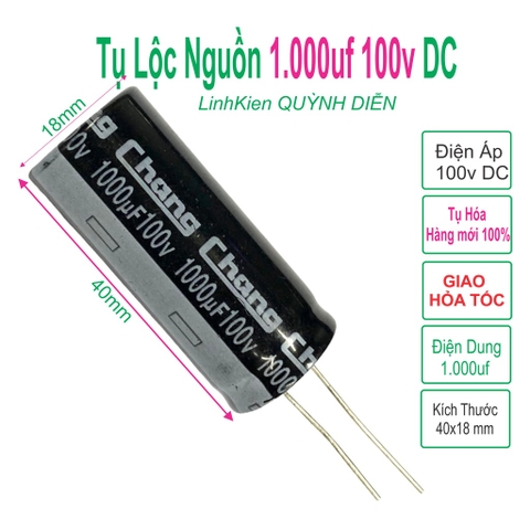 Tụ lọc nguồn 1000uf-100v (18x40mm)