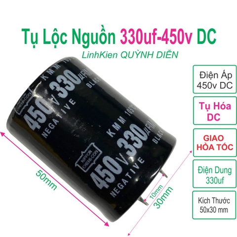 Tụ lọc nguồn 330uf - 450v New (30x41mm)