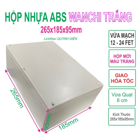 Hộp Nhựa ABS WANCHI 265x185x95mm Màu Trắng Nắp Đục