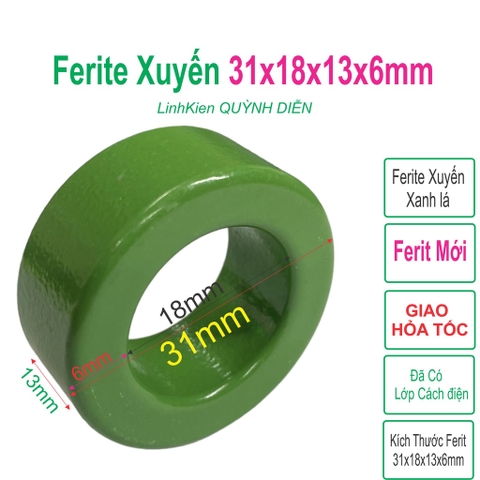 Xuyến Ferite biến áp xung D31 PC40 31x18x13x6mm