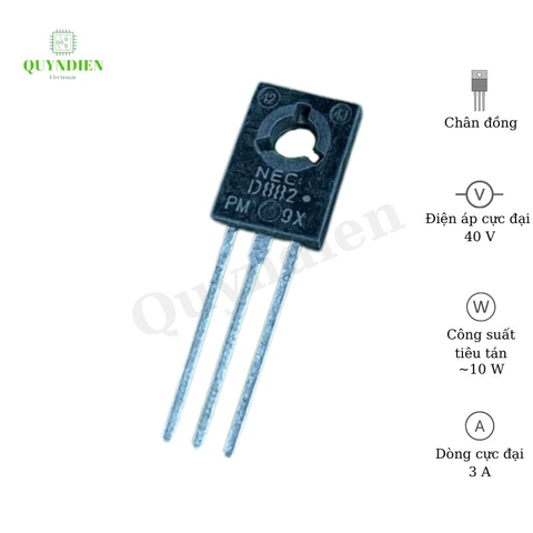 Transistor D882 NPN 3A-40V loại I