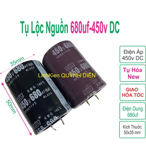 Tụ lộc nguồn 680uF 450V DC (35x50mm)-giao ngẫu nhiên màu Đen hoặc màu Nâu
