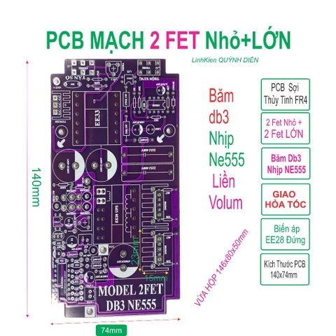 PCB bo mạch kích điện 2 fet nhỏ + LỚN băm db3 trộn 555