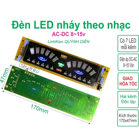 Đèn led nháy theo nhạc 2 kênh, mặt nhựa, dùng cho amply