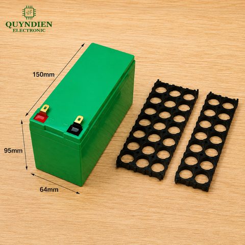 Vỏ Hộp Đựng Pin 18650 màu Xanh kèm khung