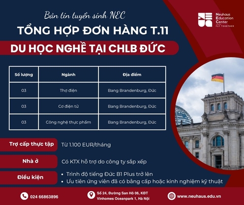 Tổng Hợp Đơn Du Học Nghề Đức Tháng 11 – Cơ Hội Vàng Cho Bạn Trẻ Việt Nam (P.1)