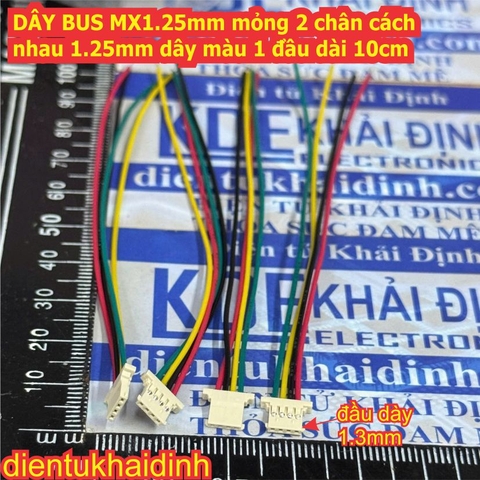 5 dây DÂY BUS MX1.25mm JST 1.25 mỏng 2 chân cách nhau 1.25mm dây màu 1 đầu dài 10cm 2P 3P 4P 5P 6P kde6480