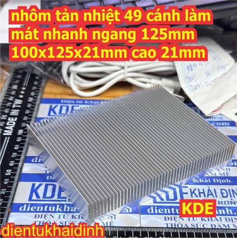 nhôm tản nhiệt 49 cánh làm mát nhanh 125mm 100x125x21mm cao 21mm kde0525