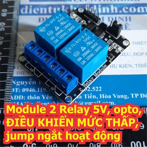 Module 2 Relay 5V, opto, ĐIỀU KHIỂN MỨC THẤP, jump ngắt hoạt động kde0311