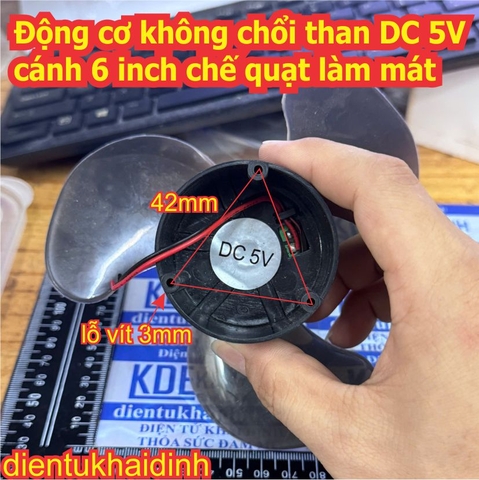 Động cơ không chổi than DC 5V có cánh 6 inch chế quạt làm mát kde0855