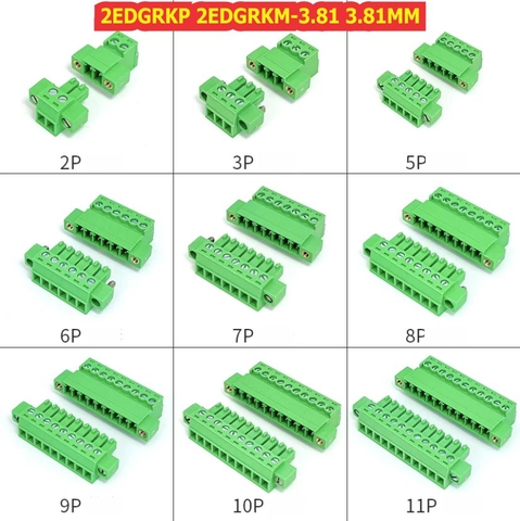 DOMINO TERMINAL ĐẦU NỐI vặn dây 2 đầu vít nối giữ 2EDGRKP 2EDGRKM-3.81 3.81MM Bộ đực cái 2P 3P 4P 5P 6P 7P 8P 10P kde6212