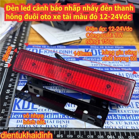 2 cái Đèn led cảnh báo nhấp nháy đèn thanh sườn hông đuôi oto xe tải màu đỏ 12-24Vdc kde0542